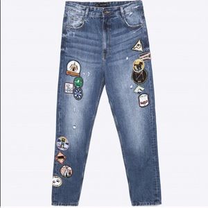 Brand New cropped ZARA denim with patches